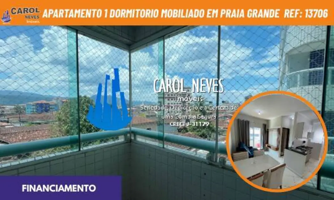 Foto 1 de Apartamento com 1 quarto à venda, 41m2 em Caiçara, Praia Grande - SP