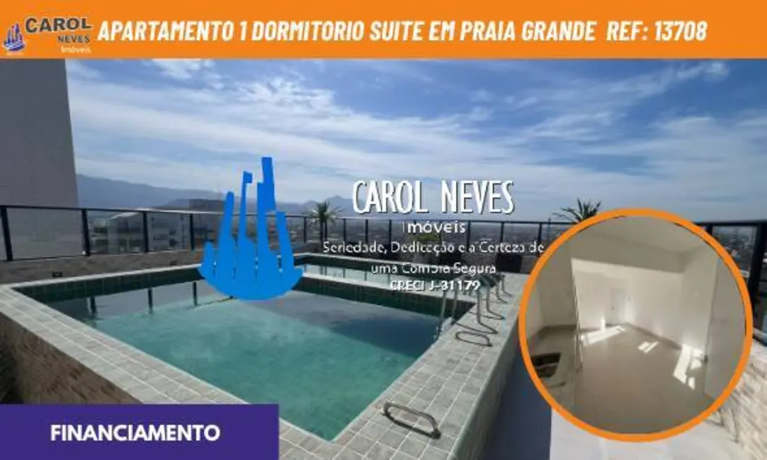 Apartamento com 1 quarto à venda, 57m2 em Caiçara, Praia Grande - SP - imagem 1 Foto 1 de Apartamento com 1 quarto à venda, 57m2 em Caiçara, Praia Grande - SP