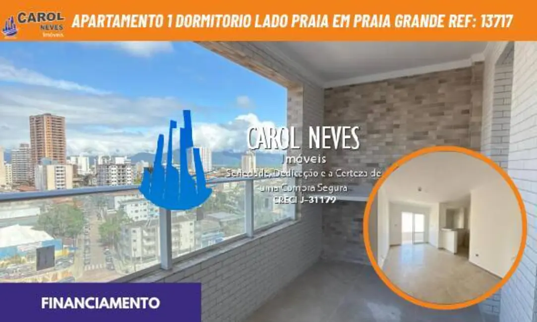 Foto 1 de Apartamento com 1 quarto à venda, 50m2 em Boqueirão, Praia Grande - SP