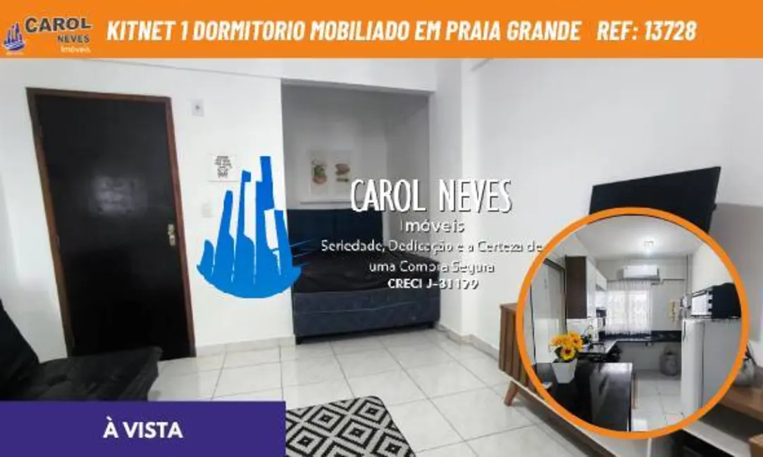 Foto 1 de Kitnet com 1 quarto à venda, 35m2 em Ocian, Praia Grande - SP
