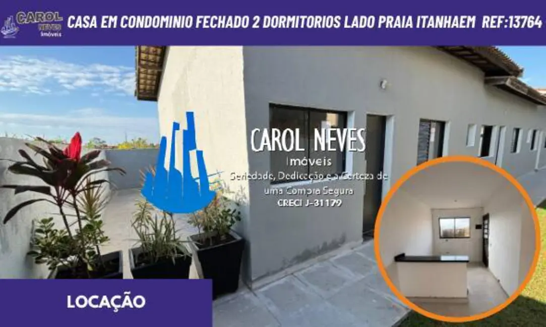 Foto 1 de Casa com 2 quartos para alugar, 62m2 em Itanhaem - SP