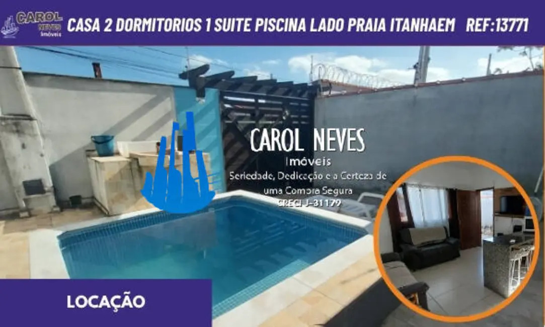 Foto 1 de Casa com 2 quartos para alugar, 63m2 em Itanhaem - SP