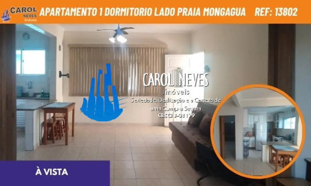 Foto 1 de Apartamento com 1 quarto à venda, 56m2 em Centro, Mongagua - SP