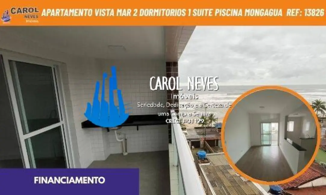Foto 1 de Apartamento com 2 quartos à venda, 68m2 em Mongagua - SP