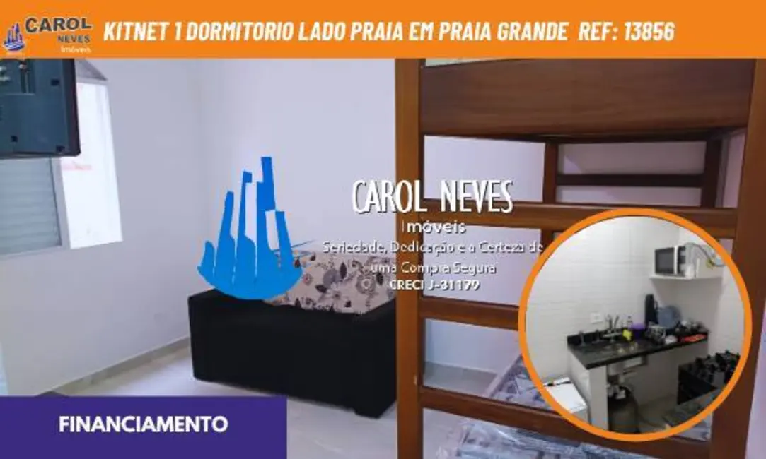 Foto 1 de Kitnet com 1 quarto à venda, 22m2 em Ocian, Praia Grande - SP