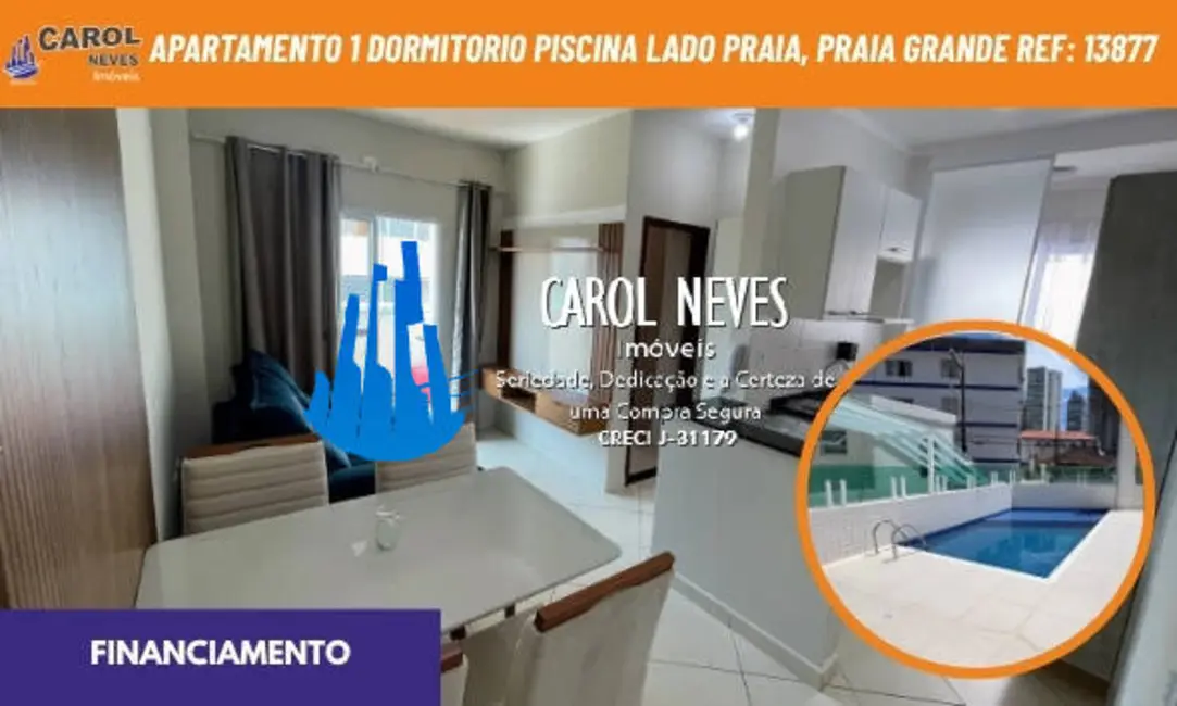 Foto 1 de Apartamento com 1 quarto à venda, 41m2 em Caiçara, Praia Grande - SP