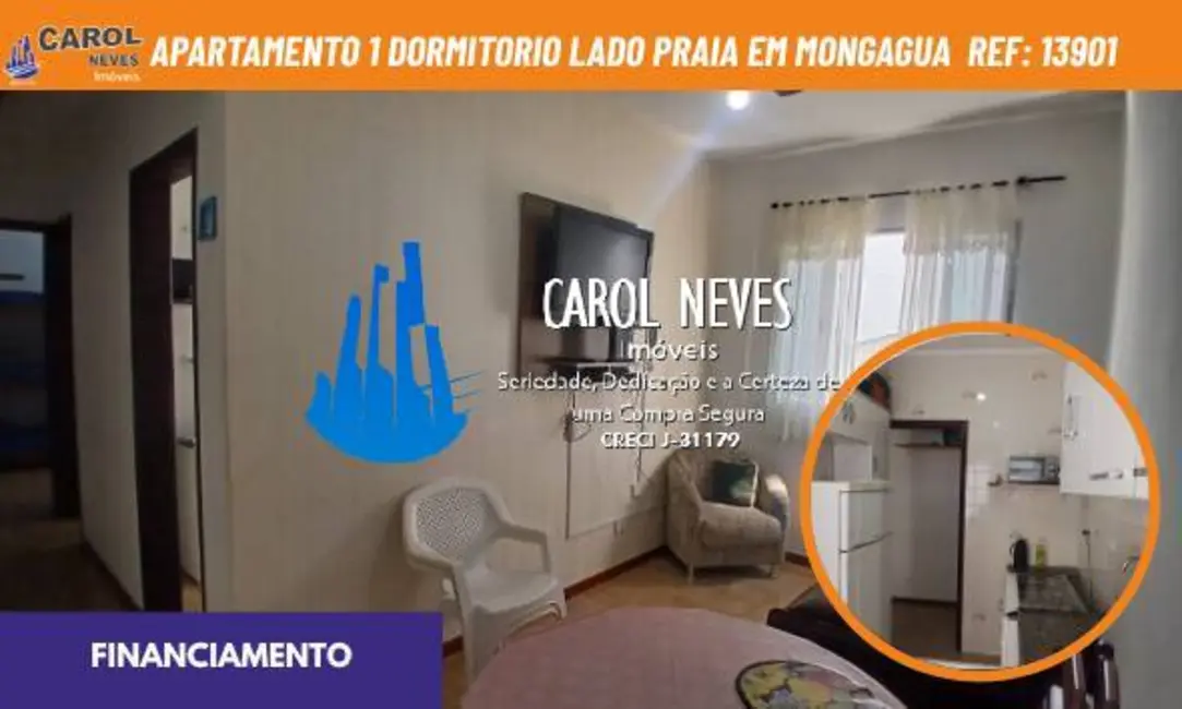 Foto 1 de Apartamento com 1 quarto à venda, 48m2 em Centro, Mongagua - SP