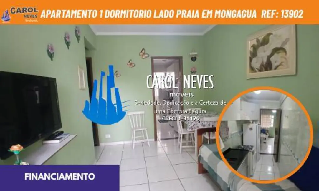 Foto 1 de Apartamento com 1 quarto à venda, 40m2 em Centro, Mongagua - SP