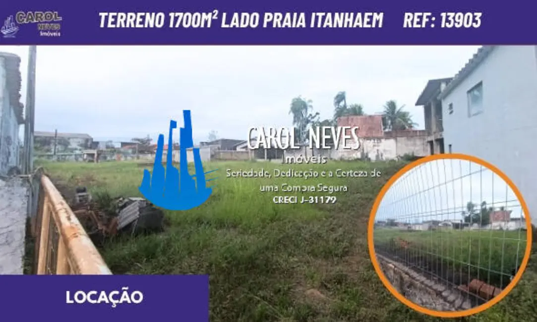 Foto 1 de Terreno / Lote para alugar, 1700m2 em Itanhaem - SP