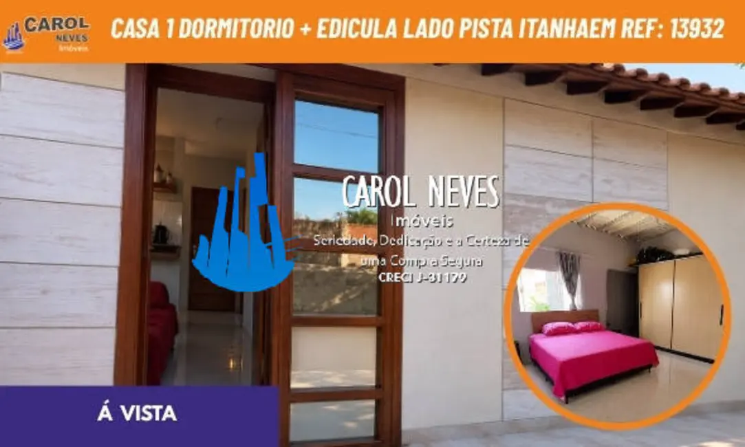 Foto 1 de Casa com 1 quarto à venda em Jardim Oásis, Itanhaem - SP
