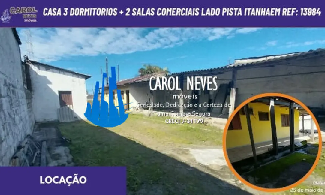 Casa com 3 quartos para alugar em Itanhaem - SP - imagem 1 Foto 1 de Casa com 3 quartos para alugar em Itanhaem - SP