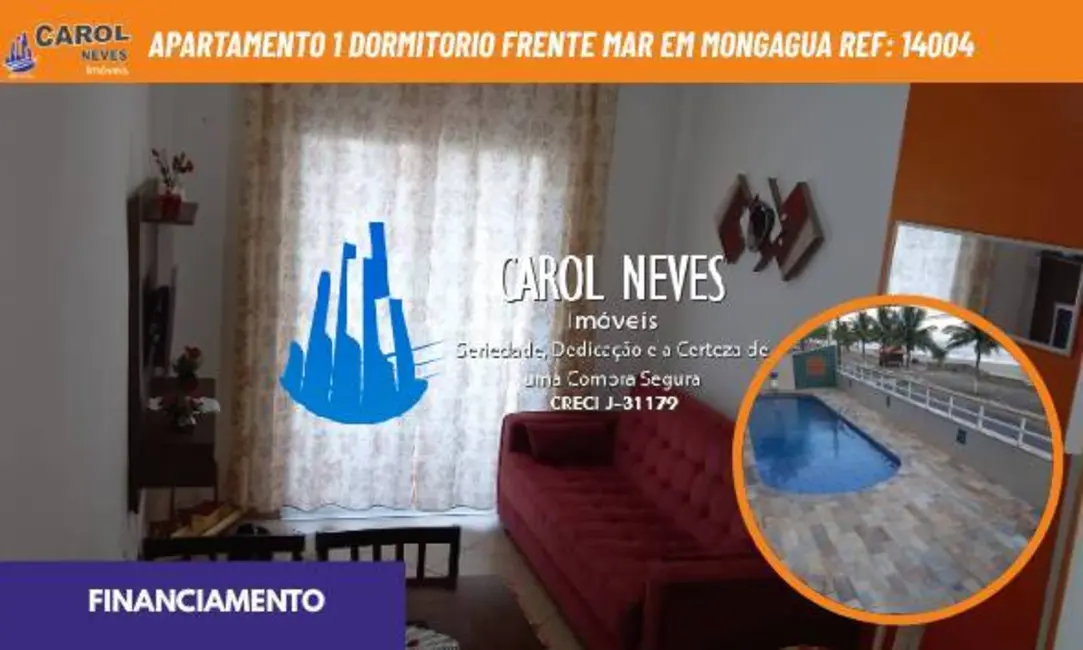 Foto 1 de Apartamento com 1 quarto à venda, 71m2 em Centro, Mongagua - SP