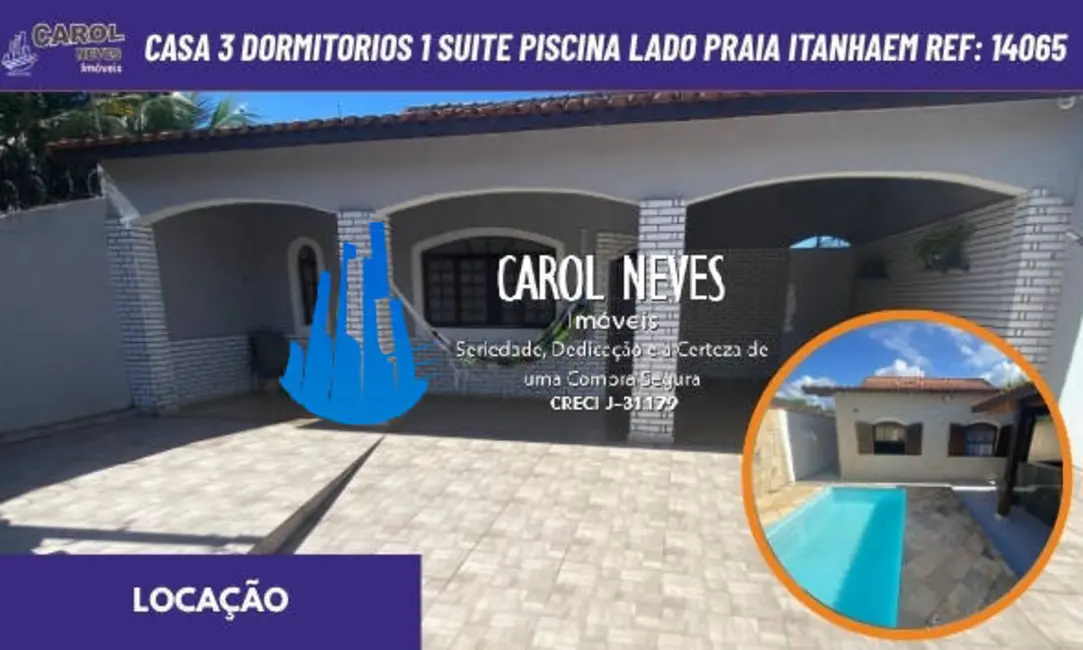 Foto 1 de Casa com 3 quartos para alugar, 158m2 em Itanhaem - SP