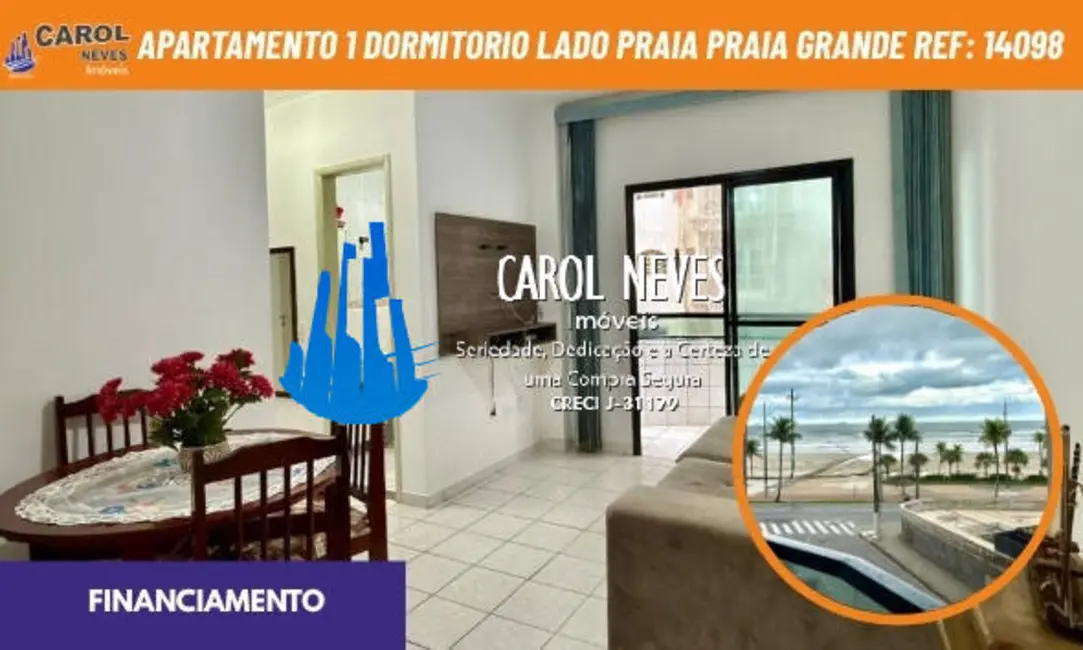 Foto 1 de Apartamento com 1 quarto à venda, 45m2 em Ocian, Praia Grande - SP