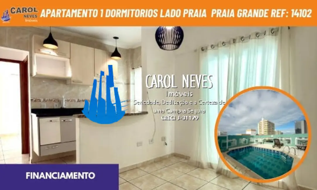 Foto 1 de Apartamento com 1 quarto à venda em Boqueirão, Praia Grande - SP