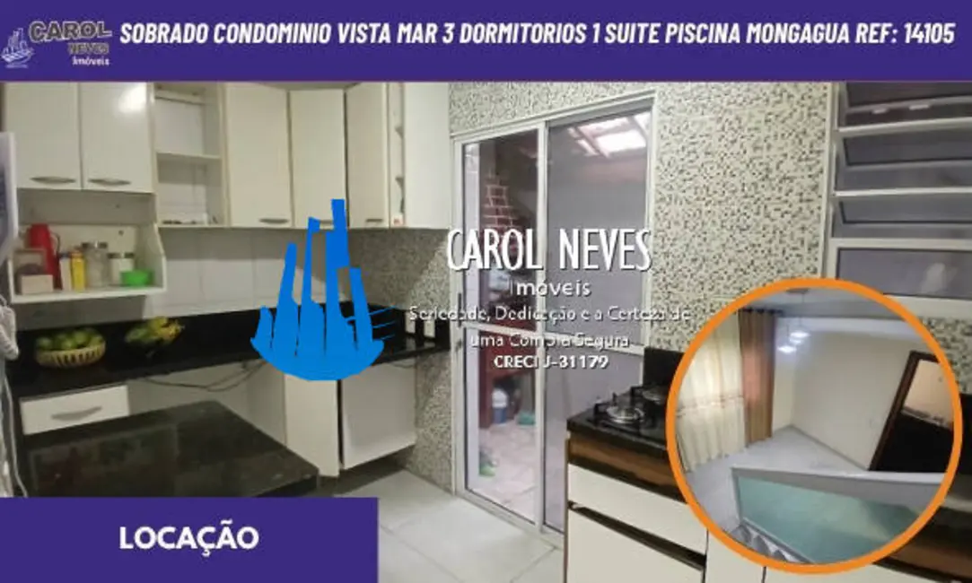 Foto 1 de Sobrado com 3 quartos para alugar, 120m2 em Mongagua - SP