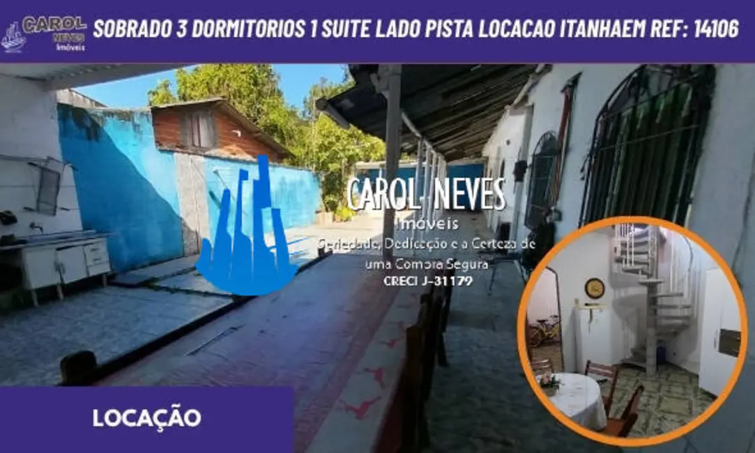 Foto 1 de Sobrado com 3 quartos para alugar em Itanhaem, SP