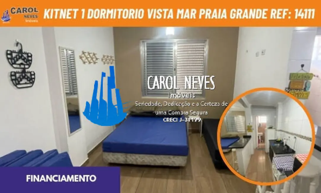Foto 1 de Kitnet com 1 quarto à venda, 26m2 em Guilhermina, Praia Grande - SP