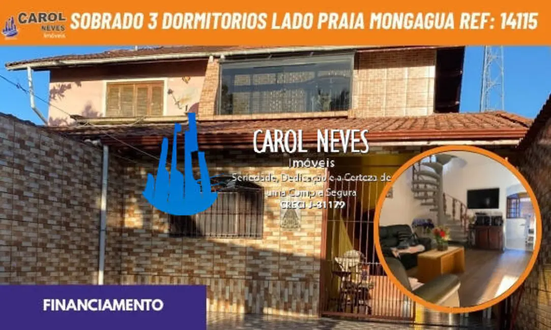 Foto 1 de Sobrado com 3 quartos à venda, 156m2 em Mongagua - SP