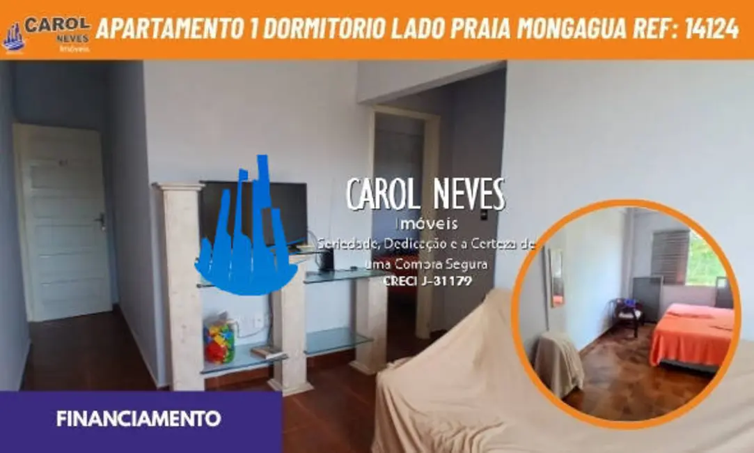 Foto 1 de Apartamento com 1 quarto à venda, 45m2 em Mongagua - SP