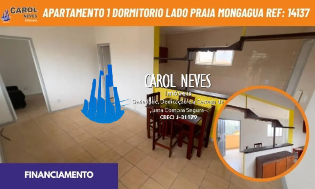 Foto 1 de Apartamento com 1 quarto à venda em Mongagua - SP