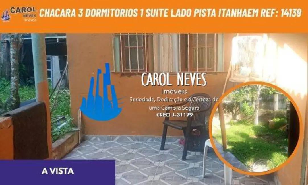 Chácara com 3 quartos à venda, 160m2 em Itanhaem - SP - imagem 1 Foto 1 de Chácara com 3 quartos à venda, 160m2 em Itanhaem - SP