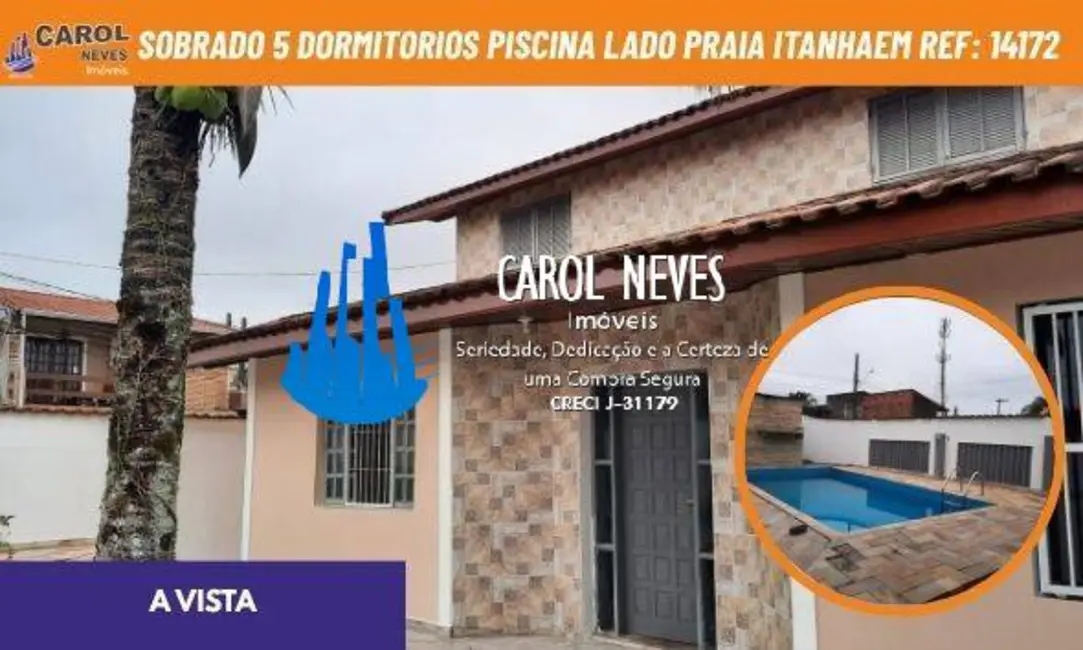 Sobrado com 5 quartos à venda, 170m2 em Itanhaem - SP - imagem 1 Foto 1 de Sobrado com 5 quartos à venda, 170m2 em Itanhaem - SP