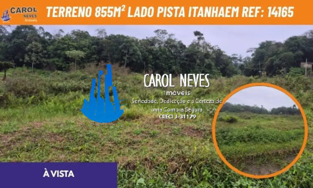 Foto 1 de Terreno / Lote à venda, 855m2 em Itanhaem - SP