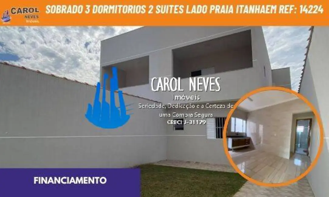 Foto 1 de Sobrado com 3 quartos à venda, 158m2 em Itanhaem - SP