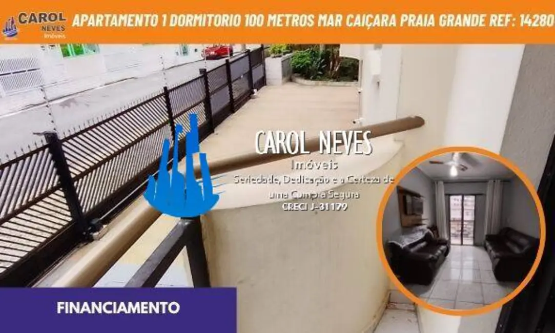 Foto 1 de Apartamento com 1 quarto à venda, 43m2 em Caiçara, Praia Grande - SP