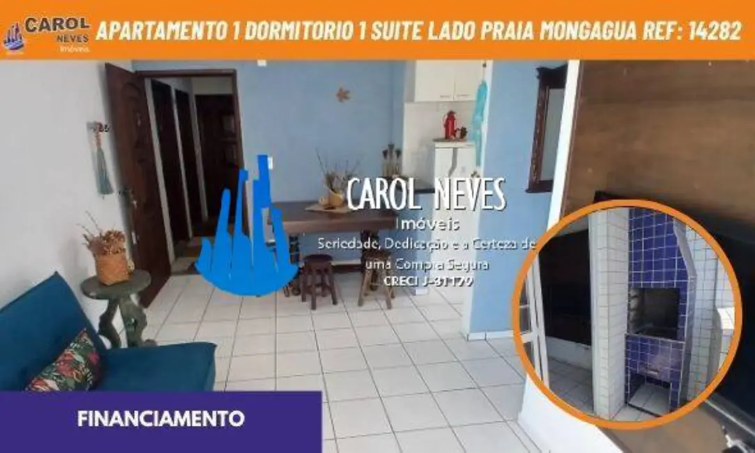 Foto 1 de Apartamento com 1 quarto à venda, 50m2 em Mongagua - SP
