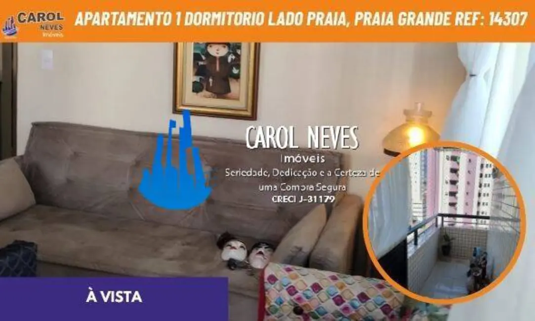 Apartamento com 1 quarto à venda, 47m2 em Guilhermina, Praia Grande - SP - imagem 1 Foto 1 de Apartamento com 1 quarto à venda, 47m2 em Guilhermina, Praia Grande - SP