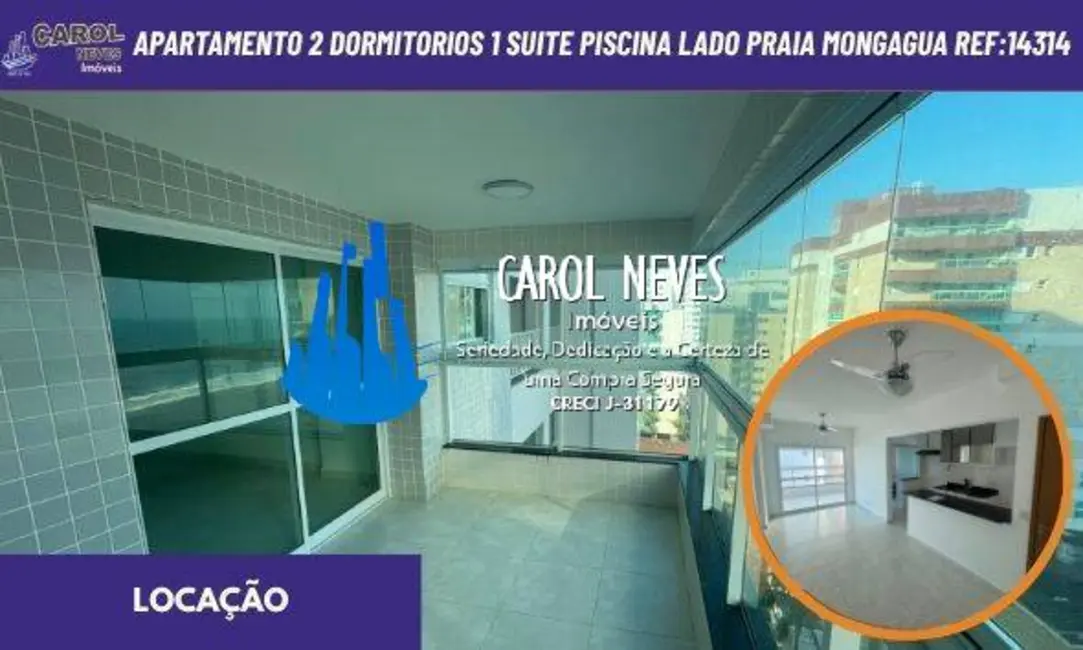 Foto 1 de Apartamento com 2 quartos para alugar, 79m2 em Centro, Mongagua - SP