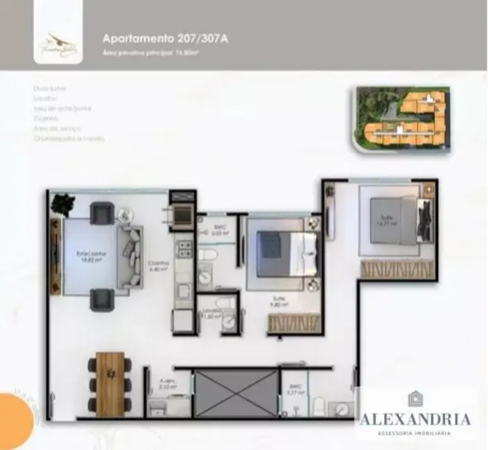 Apartamento com 2 quartos à venda, 70m2 em Ingleses do Rio Vermelho, Florianopolis - SC - imagem 5 Foto 5 de Apartamento com 2 quartos à venda, 70m2 em Ingleses do Rio Vermelho, Florianopolis - SC