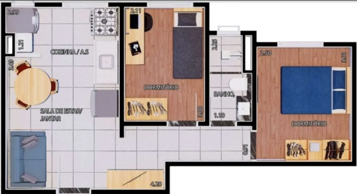 Foto 2 de Apartamento com 2 quartos à venda, 40m2 em Jardim Vila Rica, Santo Andre - SP