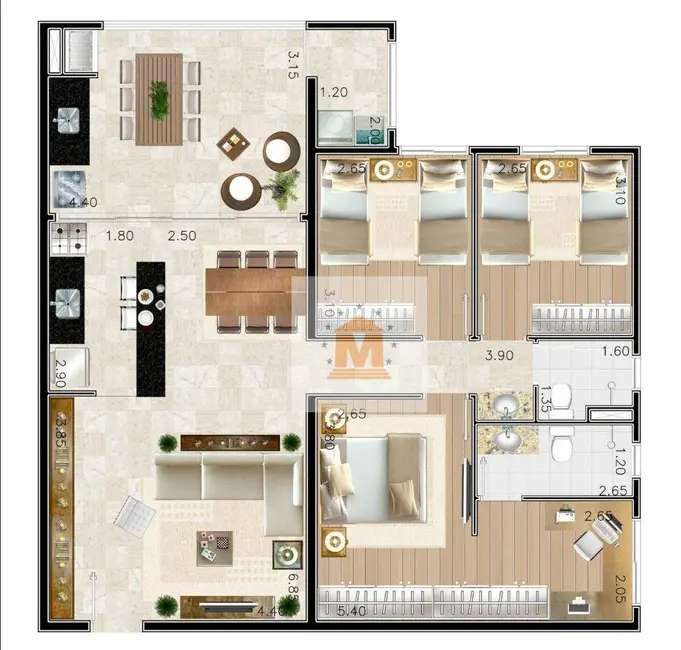 Foto 2 de Apartamento com 3 quartos à venda, 30m2 em Jardim Califórnia, Jacarei - SP