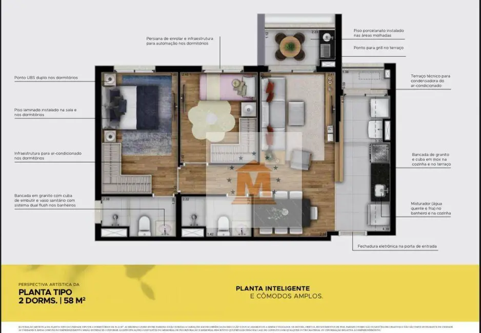 Foto 1 de Apartamento com 2 quartos à venda, 58m2 em Sao Jose Dos Campos - SP