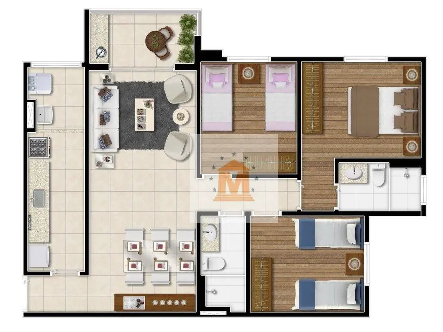 Foto 2 de Apartamento com 3 quartos à venda, 86m2 em Residencial São Paulo, Jacarei - SP