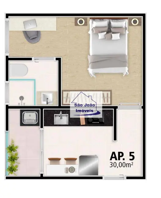 Foto 6 de Kitnet com 1 quarto à venda, 29m2 em Terras de São José, Sao Joao Da Boa Vista - SP