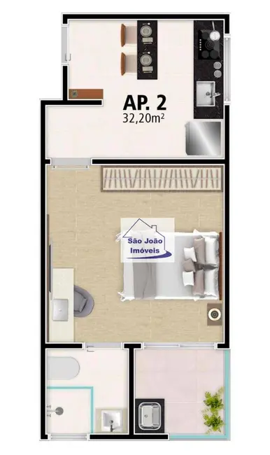 Foto 3 de Kitnet com 1 quarto à venda, 29m2 em Terras de São José, Sao Joao Da Boa Vista - SP