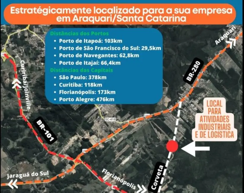Foto 1 de Terreno / Lote à venda, 176950m2 em Araquari - SC