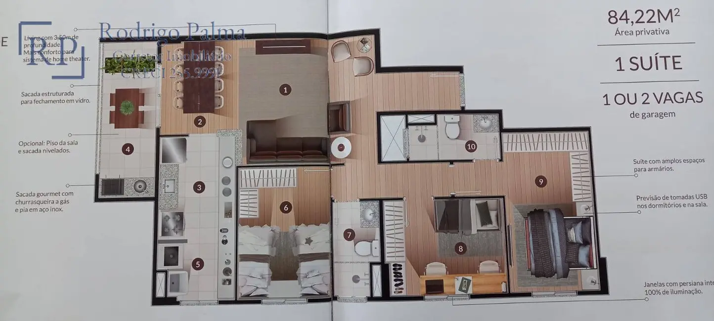 Foto 2 de Apartamento com 3 quartos à venda, 84m2 em Loteamento Villa Branca, Jacarei - SP