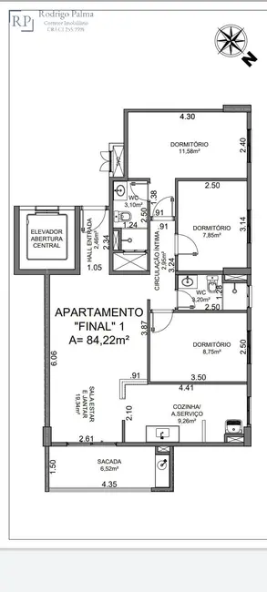 Foto 3 de Apartamento com 3 quartos à venda, 84m2 em Loteamento Villa Branca, Jacarei - SP