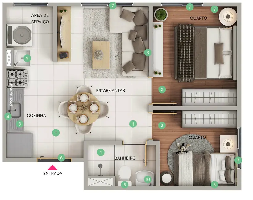Foto 4 de Apartamento com 2 quartos à venda, 35m2 em Bonsucesso, Rio De Janeiro - RJ