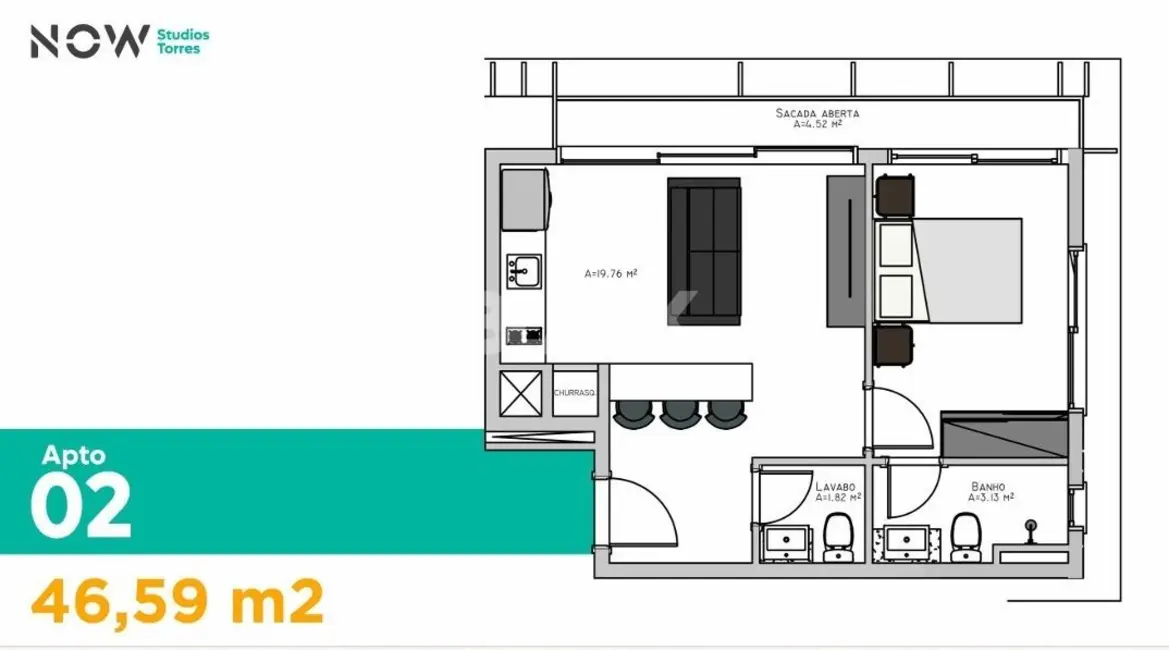 Apartamento com 1 quarto à venda, 47m2 em Centro, Torres - RS - imagem 5 Foto 5 de Apartamento com 1 quarto à venda, 47m2 em Centro, Torres - RS
