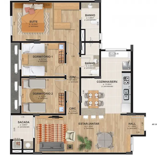 Apartamento com 3 quartos à venda, 102m2 em Centro, Santa Cruz Do Sul - RS - imagem 5 Foto 5 de Apartamento com 3 quartos à venda, 102m2 em Centro, Santa Cruz Do Sul - RS
