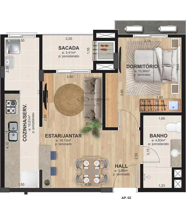 Foto 2 de Apartamento com 1 quarto à venda, 54m2 em Centro, Santa Cruz Do Sul - RS