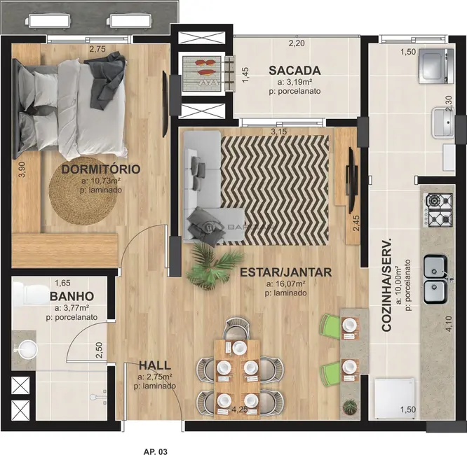 Foto 3 de Apartamento com 1 quarto à venda, 54m2 em Centro, Santa Cruz Do Sul - RS