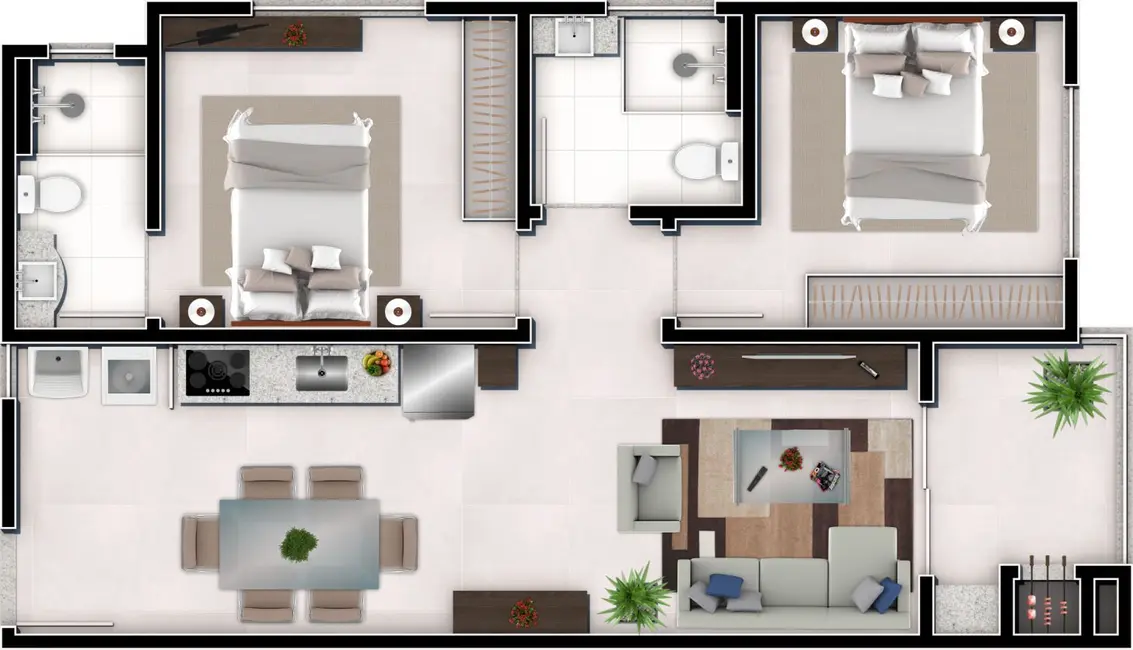 Apartamento com 2 quartos à venda, 82m2 em Timbo - SC - imagem 3 Foto 3 de Apartamento com 2 quartos à venda, 82m2 em Timbo - SC