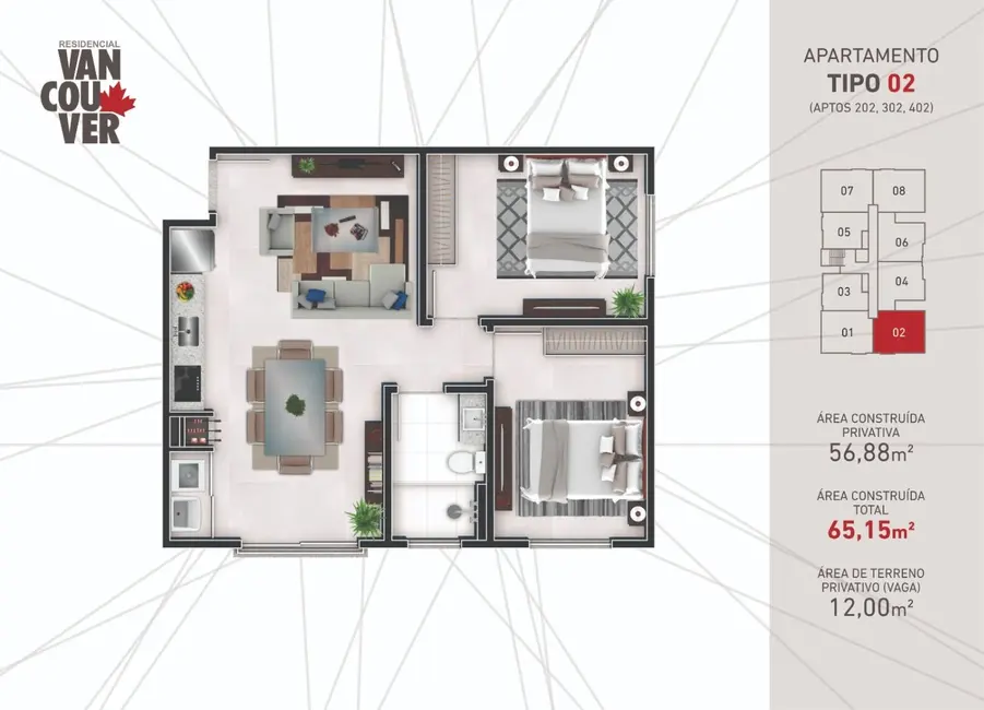 Apartamento com 1 quarto à venda, 59m2 em Timbo - SC - imagem 8 Foto 8 de Apartamento com 1 quarto à venda, 59m2 em Timbo - SC